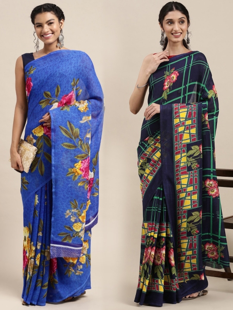 

KALINI Women Pack Of 2 Printed Sarees, Blue
