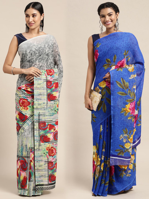 

KALINI Women Pack Of 2 Printed Sarees, Blue