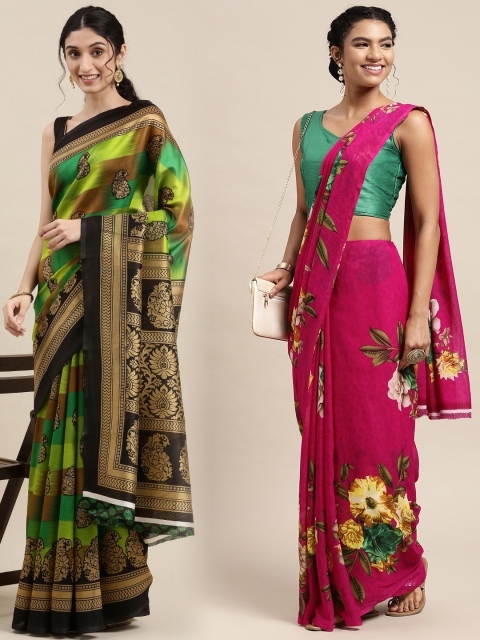 

KALINI Women Pack Of 2 Printed Sarees, Pink