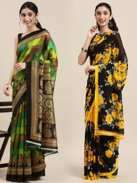 

KALINI Women Pack Of 2 Printed Sarees, Green