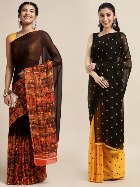 

KALINI Pack of 2 Printed Saree, Black