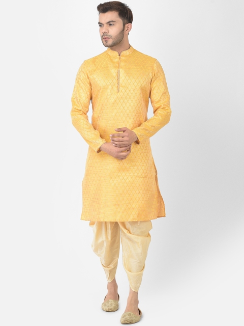 

DEYANN Men Yellow Woven Design Kurta with Patiala