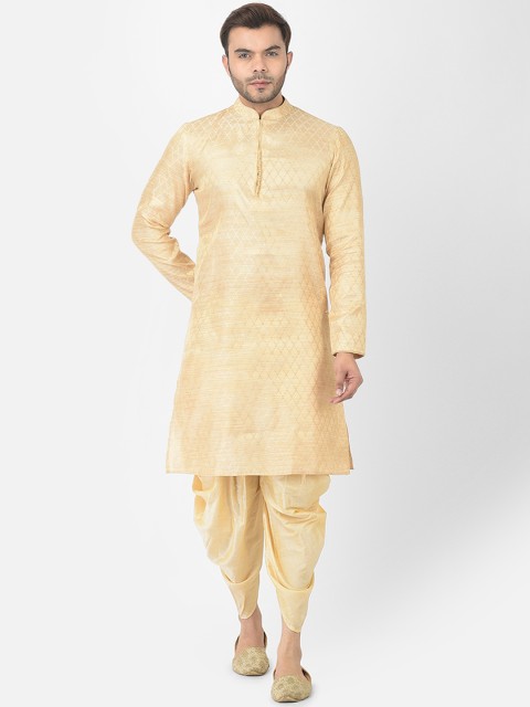 

DEYANN Men Cream-Coloured Woven Design Kurta with Dhoti Pants
