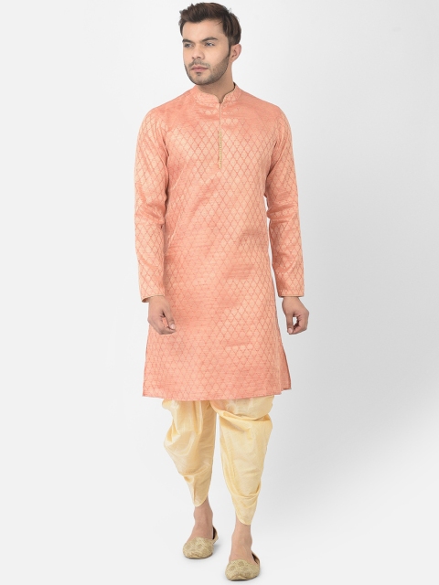 

DEYANN Men Peach-Coloured Kurta with Dhoti Pants