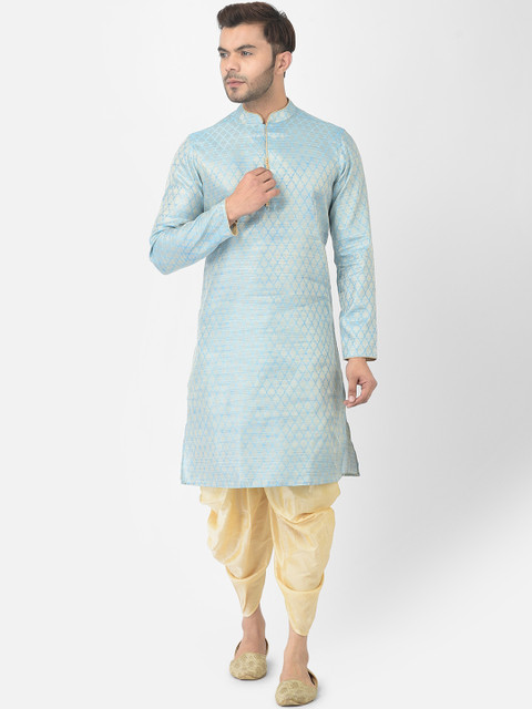 

DEYANN Men Blue Woven Design Kurta with Dhoti Pants