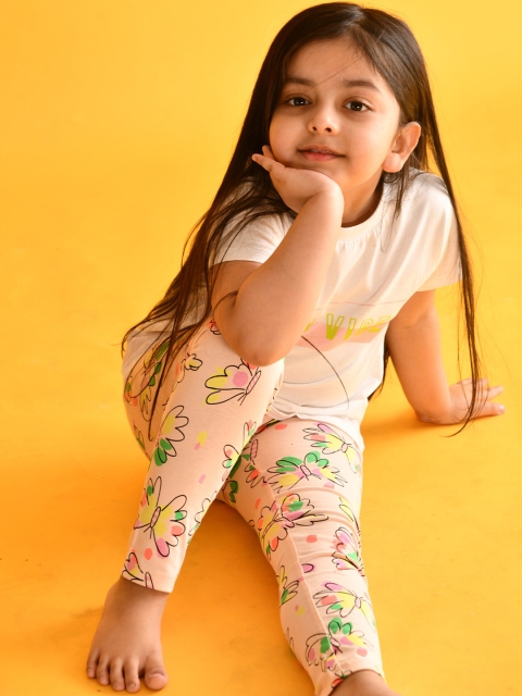 

Anthrilo Girls Pink & White Printed Pure Cotton Night suit