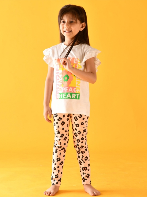 

Anthrilo Girls Pink & White Printed Cotton Night suit