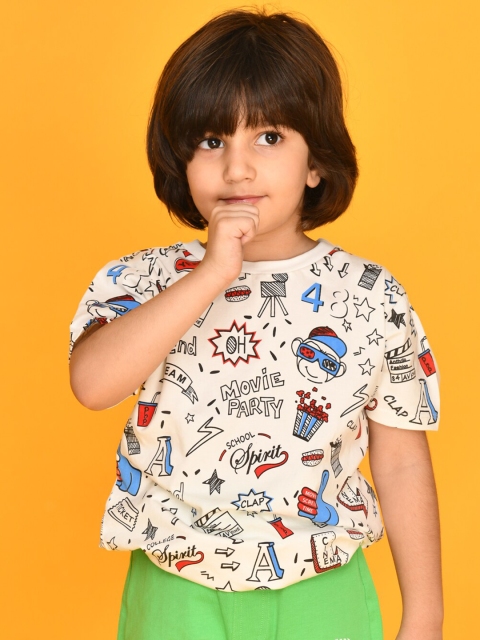 

Anthrilo Boys Grey & Green Printed T-shirt with Shorts