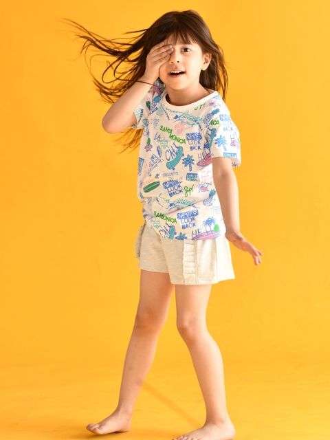 

Anthrilo Girls Grey & Blue Printed Cotton Night Suit