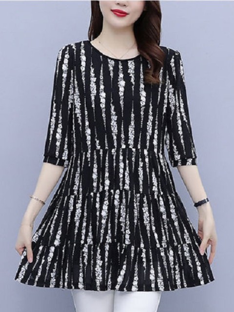 

BoStreet Black Geometric Print Top