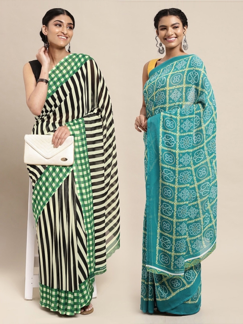 

KALINI Set of 2 Poly Georgette Saree, Green