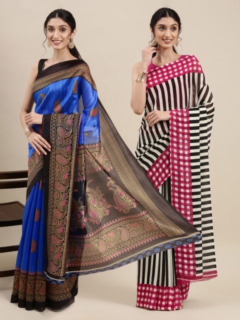 

KALINI Pack of 2 Printed Sarees, Blue