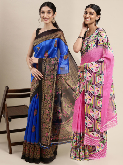 

KALINI Pack of 2 Printed Saree, Blue