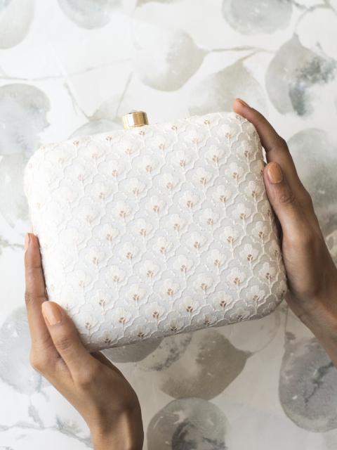 

ARTKLIM White Printed Box Clutch