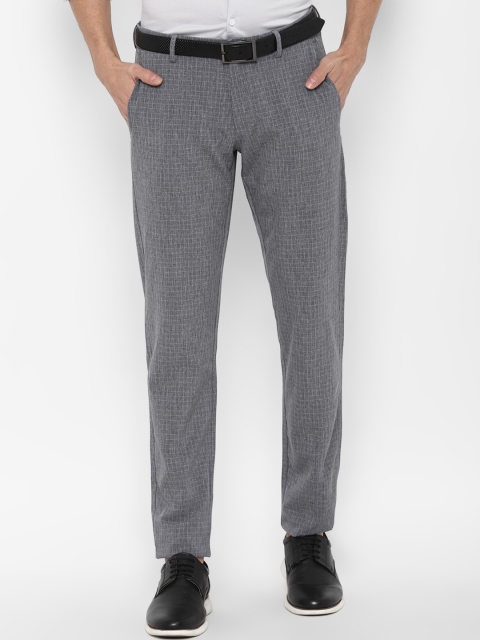 

Allen Solly Men Grey Checked Slim Fit Trousers