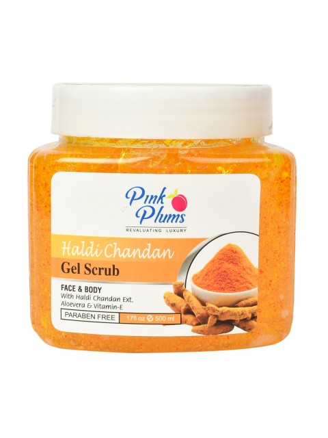

Pink Plums Paraben Free Haldi Chandan Face & Body Gel Scrub - 500 ml, Orange