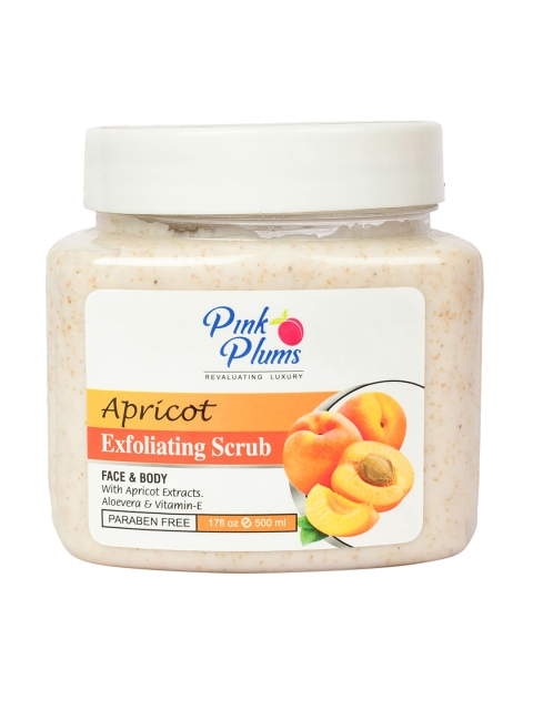 

Pink Plums Apricot Paraben Free Face & Body Exfoliating Scrub 500 ml, Off white