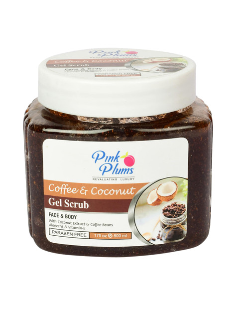

Pink Plums Coffee & Coconut Paraben Free Face & Body Gel Scrub 500 ml, Brown