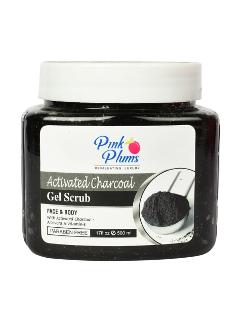 

Pink Plums Activated Charcoal Paraben Free Face & Body Gel Scrub 500 ml, Black