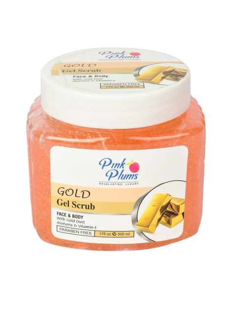 

Pink Plums Gold Paraben Free Face & Body Gel Scrub 500 ml, Orange