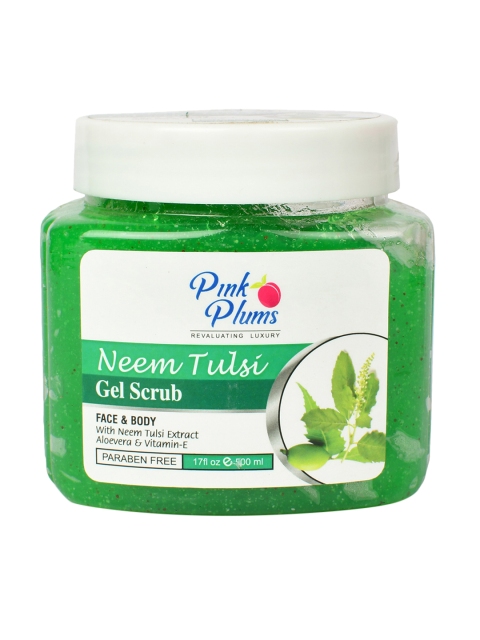 

Pink Plums Neem Tulsi Paraben Free Face & Body Gel Scrub - 500ml, Green