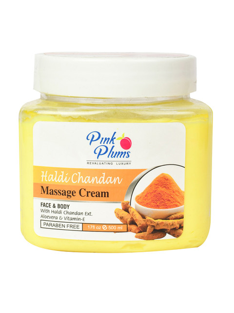 

Pink Plums Haldi Chandan Paraben Free Face & Body Massage Cream - 500ml, Yellow