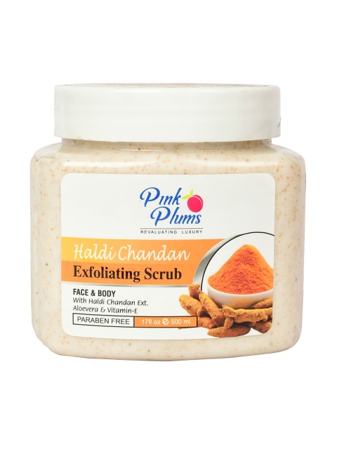

Pink Plums Haldi Chandan Paraben Free Face & Body Exfoliating Scrub - 500ml, Yellow