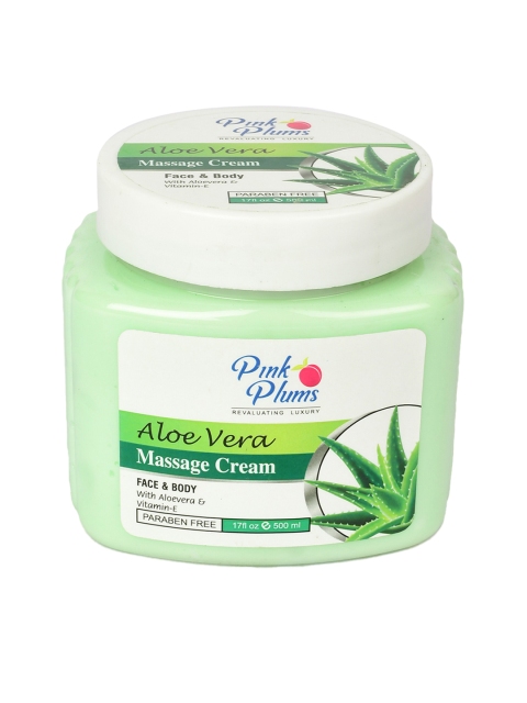 

Pink Plums Aloe Vera Paraben Free Face & Body Massage Cream - 500ml, Green