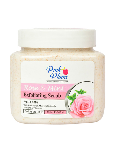 

Pink Plums Rose & Mint Paraben Free Face & Body Exfoliating Scrub - 500ml, Cream