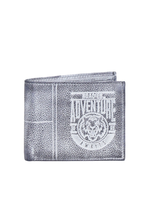 

Justanned Men Grey & White Printed Leather Two Fold Wallet