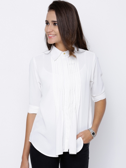 

Tokyo Talkies Women Off-White Classic Fit Solid Casual Shirt