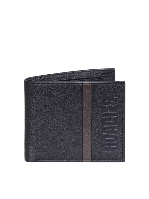 

Justanned Men Black Leather Two Fold Wallet