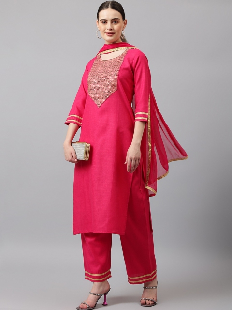 

KALINI Women Pink Embroidered Kurta with Palazzos & With Dupatta