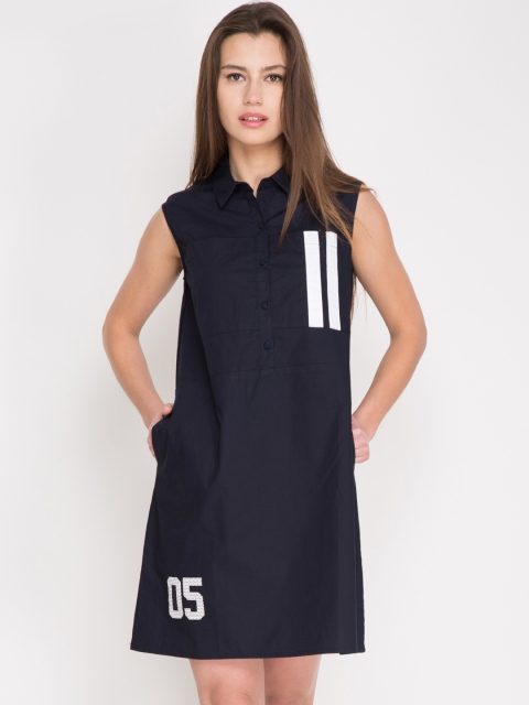 

Tokyo Talkies Women Navy Shirt Dress, Navy blue