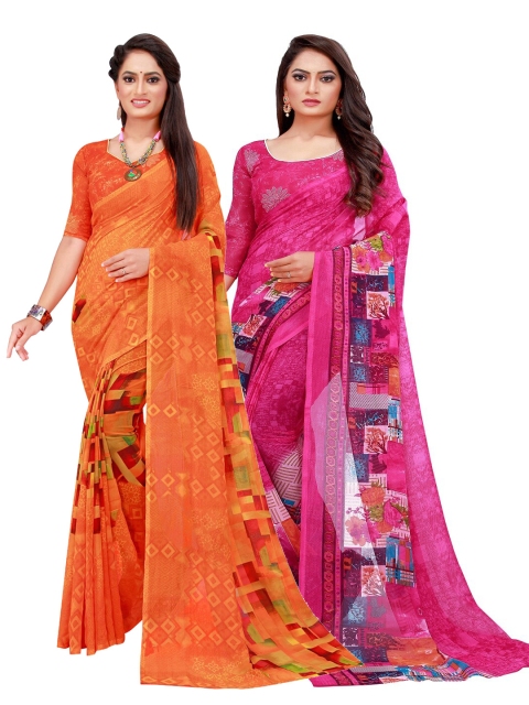 

Florence Pack of 2 Orange & Pink Printed Saree