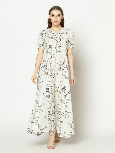 

ZNX Clothing White Floral Maxi Dress