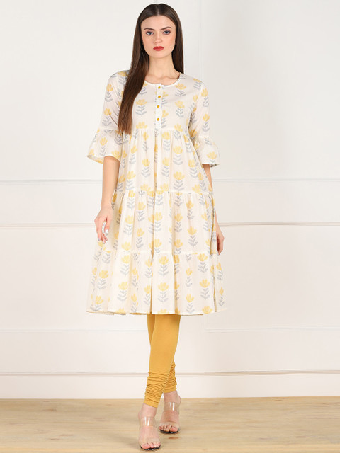 

ZNX Clothing White Floral A-Line Dress