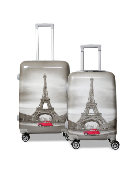 

Polo Class Set Of 2 Grey Eiffel Tower Printed Hard Case Trolley Bags