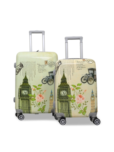 

Polo Class Set Of 2 Green Printed Hard-Sided Trolley Suitcase