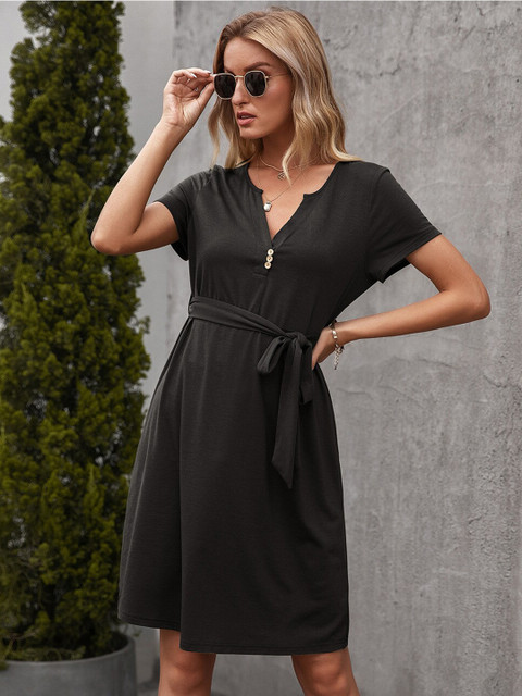 

BoStreet Black A-Line Dress