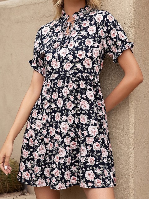 

BoStreet Black Floral Shirt Dress