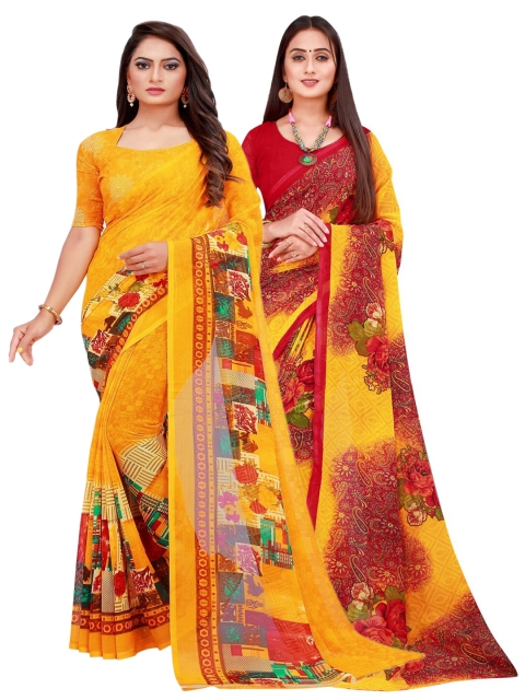 

Florence Pack of 2 Pure Georgette Saree, Yellow