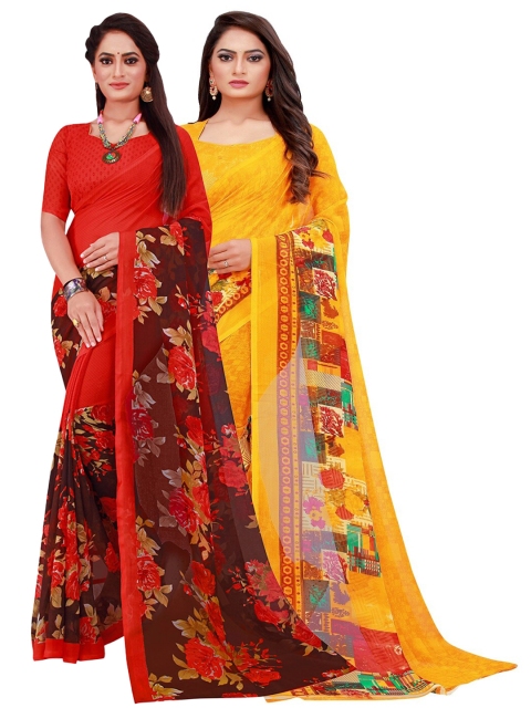 

Florence Set of 2 Pure Georgette Saree, Yellow