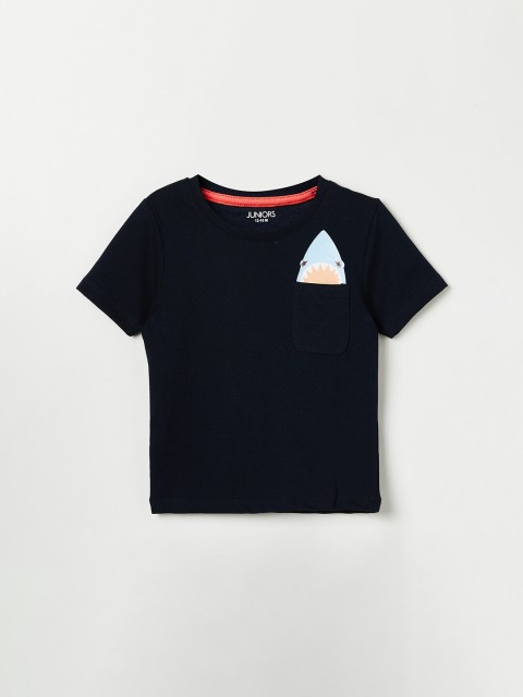 

Juniors by Lifestyle Boys Navy Blue Pure Cotton T-shirt