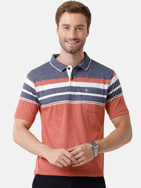 

Classic Polo Men Rust Striped Polo Collar T-shirt
