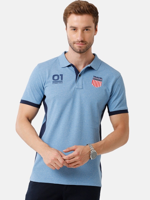 

Classic Polo Men Blue Polo Collar Slim Fit T-shirt