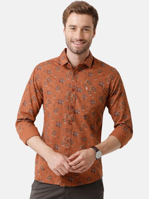 

Swiss Club Men Brown Slim Fit Floral Printed Casual Shirt