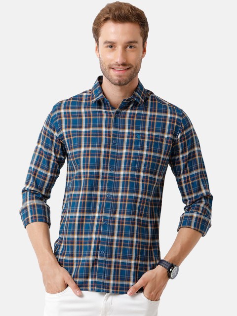 

Swiss Club Men Blue Slim Fit Checked Casual Shirt