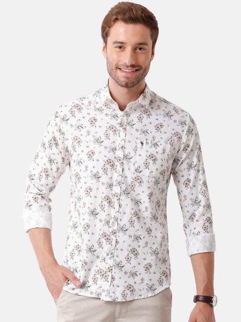 

Swiss Club Men White Slim Fit Floral Printed Casual Shirt
