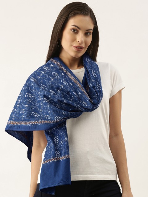 

ArtEastri Women Blue Kantha Embroidered Stole
